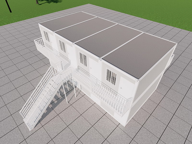 Motel conteneur à deux étages avec 8 chambres