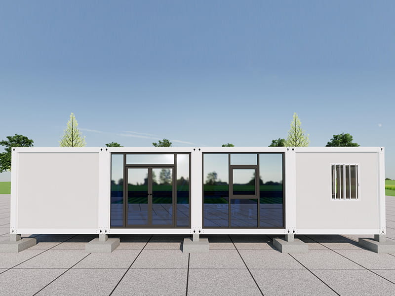 Maison conteneur de 2 chambres et 2 salles de bains avec verre d'intimité