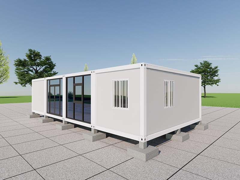 Maison conteneur de 2 chambres et 2 salles de bains avec verre d'intimité