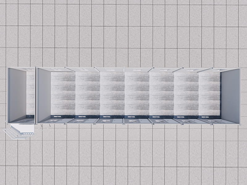 Bureau de conteneur à deux étages construit à l'intérieur d'un entrepôt
