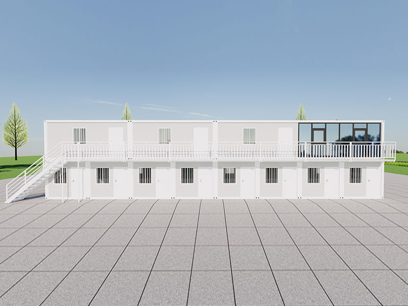 Bureau de conteneur à deux étages construit à l'intérieur d'un entrepôt