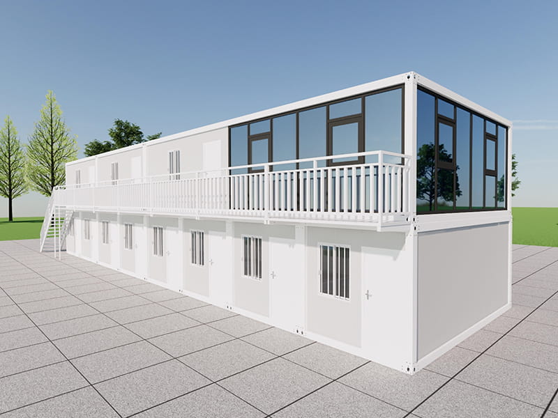 Bureau de conteneur à deux étages construit à l'intérieur d'un entrepôt
