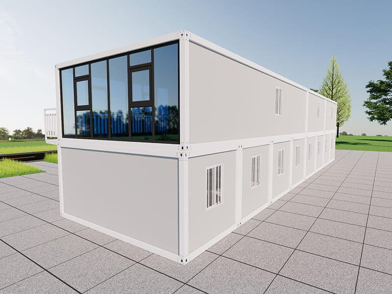 Bureau de conteneur à deux étages construit à l'intérieur d'un entrepôt