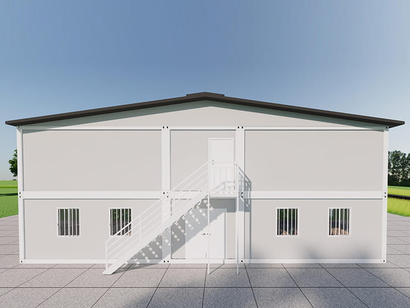 Bâtiment-dortoir de conteneurs à deux étages avec cantine