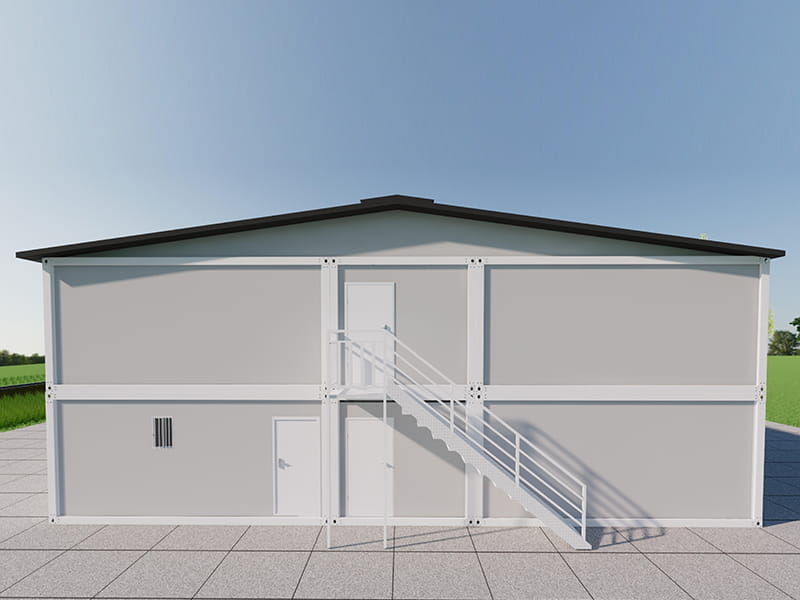 Bâtiment-dortoir de conteneurs à deux étages avec cantine
