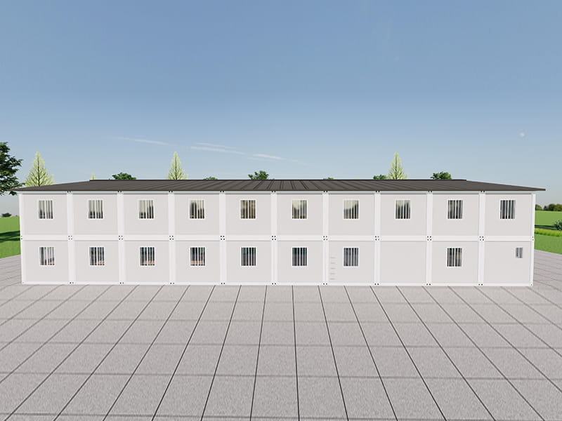 Bâtiment-dortoir de conteneurs à deux étages avec cantine