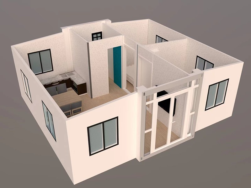 Plan d'étage en coupe 3D de la maison conteneur extensible